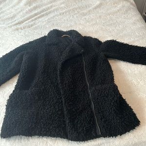 Black motorcycle mid length shag coat‼️